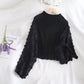 Sweet applique long sleeve cropped sweater  1480