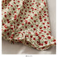 Hong Kong style retro floral high waist suspender skirt  2678