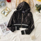 Coat Korean versatile Sequin hooded cardigan jacket  1654