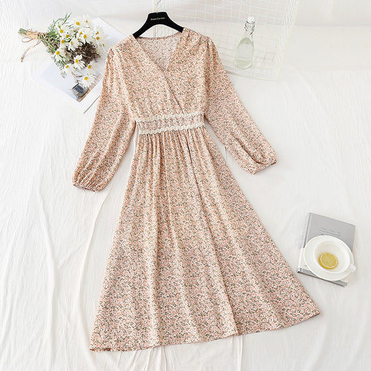 Nouvelle jupe longue en mousseline de soie pour le début du printemps, style pause thé française 2313