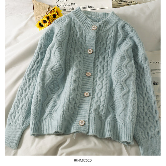 Sweater women's sweater solid color versatile twist top  1770