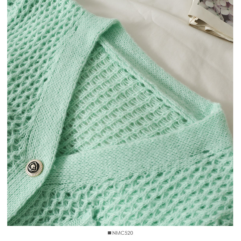 Sweater women's sweater V-neck cardigan versatile top  1737