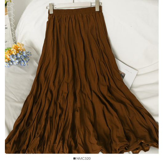 Pleated loose slim high waist pleated skirt  2560