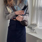 Gentle, vintage, round-neck plaid cardigan  1434
