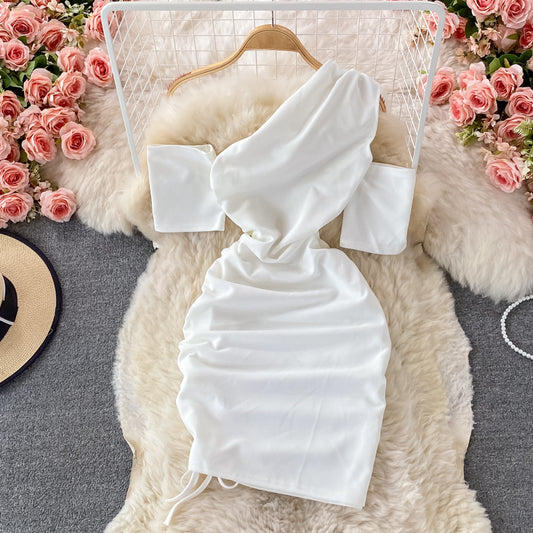 Pleated tight slim elastic Hip Wrap bottomed skirt  3249