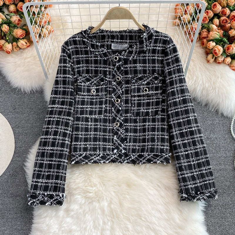 Celebrity xiaoxiangfeng woolen plaid coat female  1644