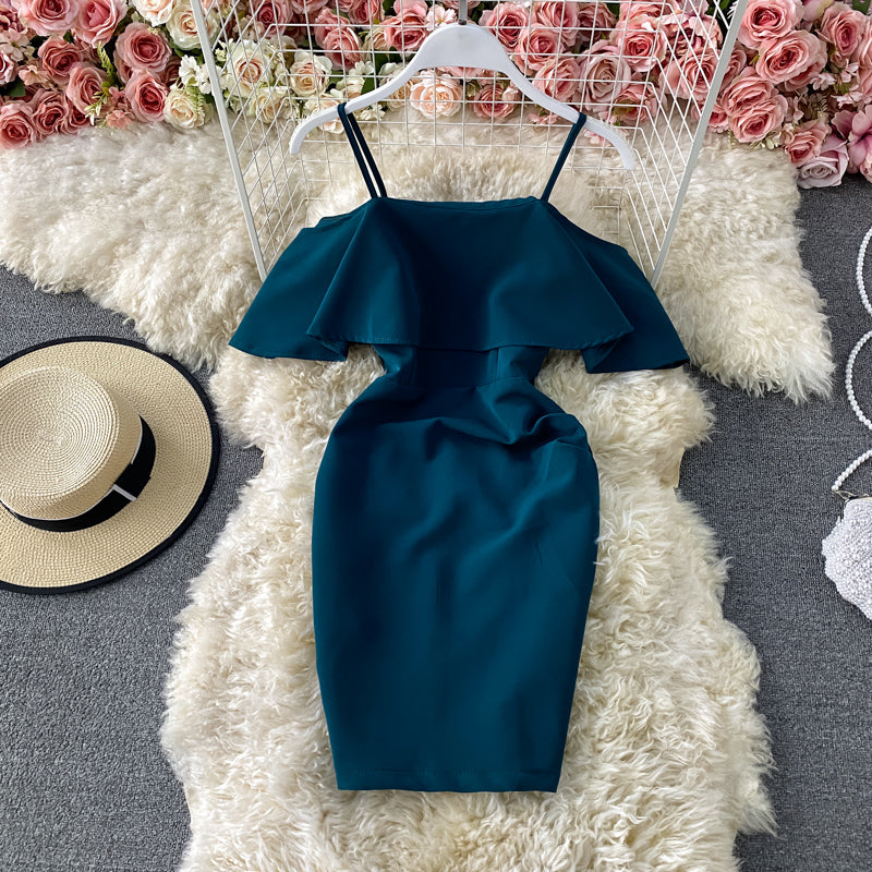 One shoulder Strapless Strapless TIGHT SKINNY Hip Wrap Dress  3311