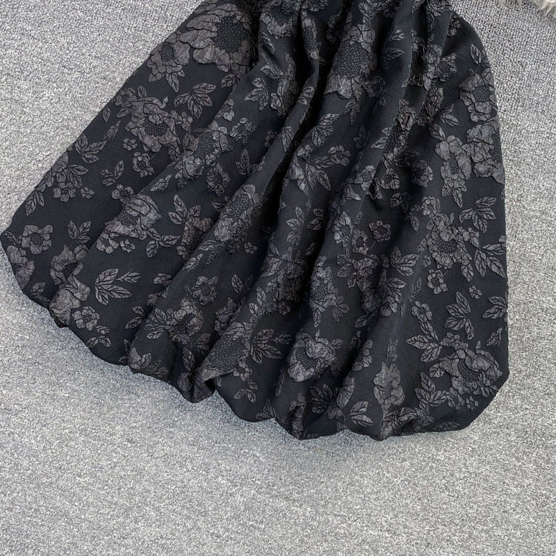 Robe jacquard douce et moelleuse taille haute jupe à bretelles princesse 2789