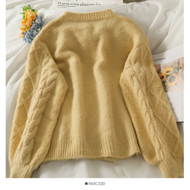 Pullover Damen Herbstkleidung sind locker und dünn mit Hanfmuster 1771
