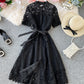 Stylish round neck lace dress summer dress  1281