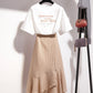 White T-shirt + plaid skirt  1273