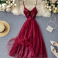 Fashion dress A line v neck tulle sequins dress summer dress  1242