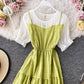 Cute A line round neck stitching dress summer dress  1230