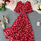 Cute v neck cherry dress summer dress  1282