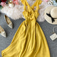 Modisches Mädchenkleid A-Linie gelbes Sommerkleid 1220