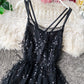 Stylish v neck tulle sequins dress fashion girl dress  1241