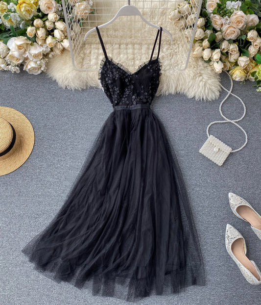 Fashion dress A line v neck tulle sequins dress summer dress  1242