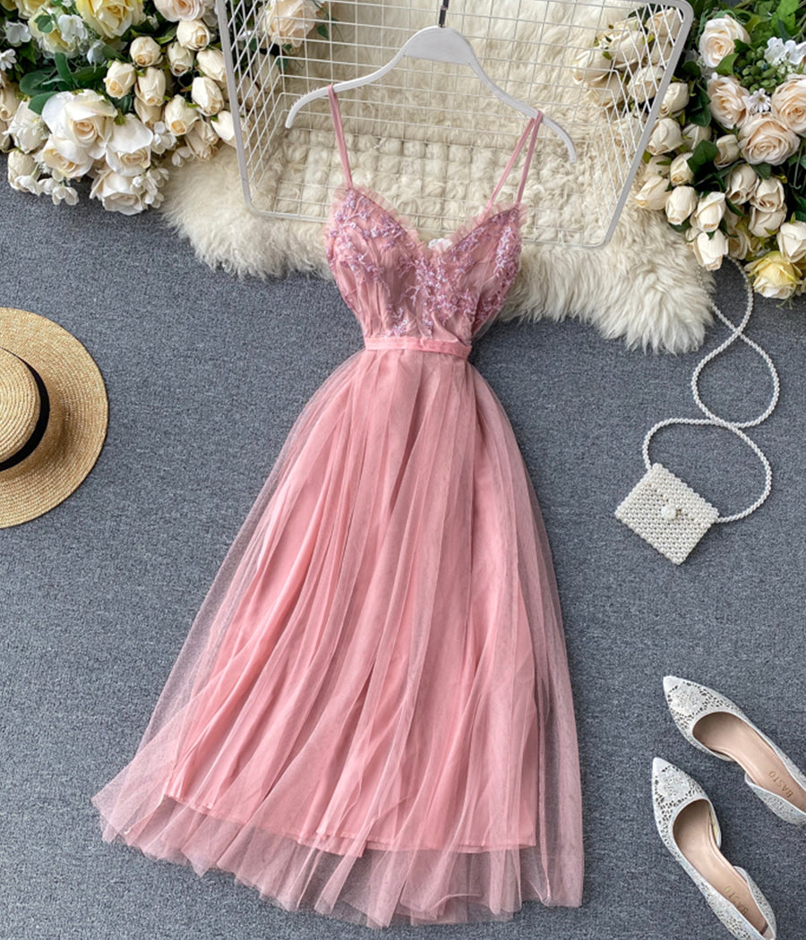 Fashion dress A line v neck tulle sequins dress summer dress  1242