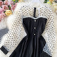 Black A line long sleeve dress fashion dress  1071