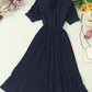 Simple A line pleated dress fashion girl short sleeve dress  1204