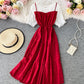 Cute A line round neck stitching dress summer dress  1230