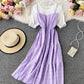 Cute A line round neck stitching dress summer dress  1230