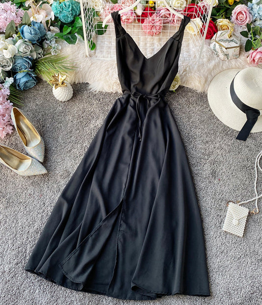 Robe simple à col en V pour femme 1224