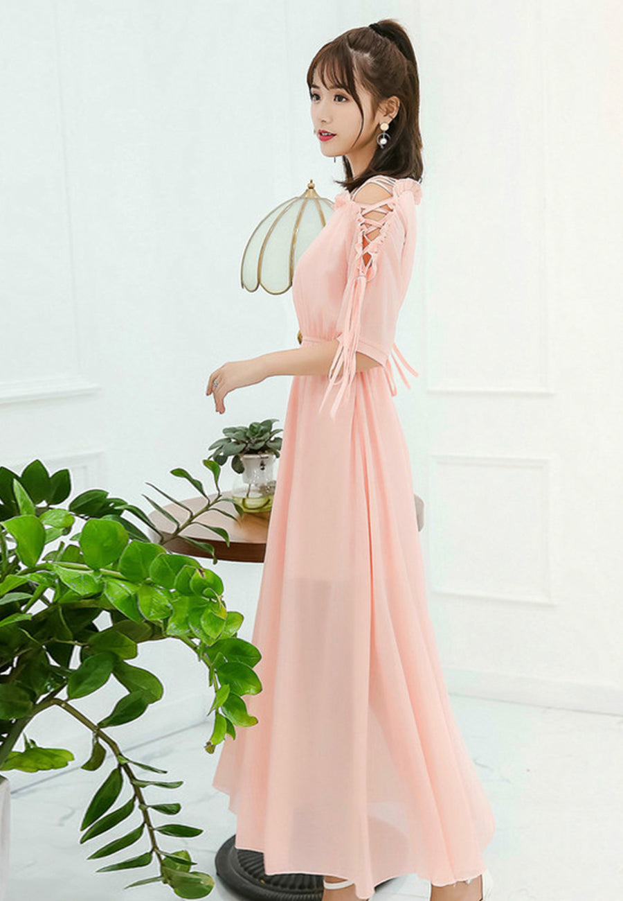 Süßes Chiffon A-Linie Mädchenkleid Sommerkleid 1187