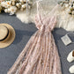 Stylish v neck tulle sequins dress fashion girl dress  1241