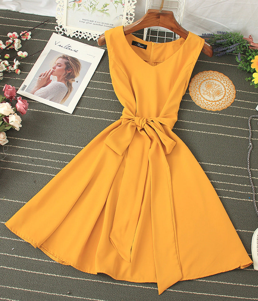 Simple v neck sleeveless dress summer dress  1200