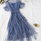 Sommerkleid für Mädchen A-Linie Tüllkleid mit Pailletten 1149