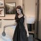 Black sweetheart neck short dress fashion girl dress  1077