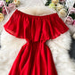 Rotes Chiffonkleid in A-Linie Modekleid 1064