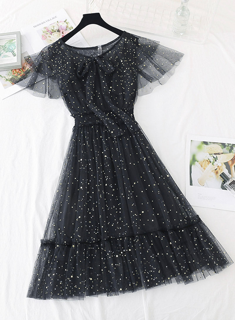 Cute tulle sequins short dress summer dress  1137