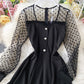 Black A line long sleeve dress fashion dress  1071