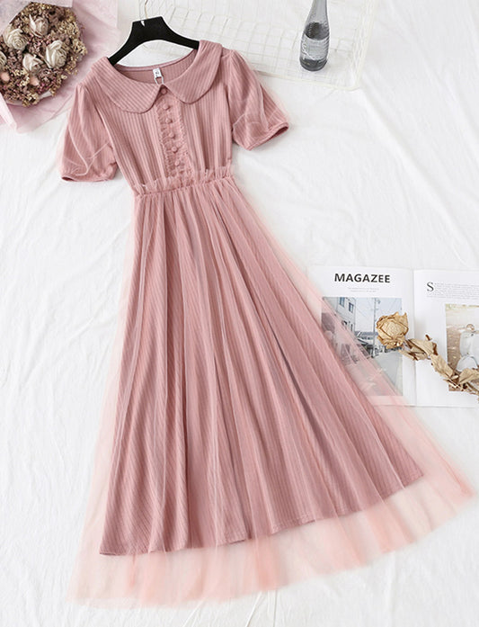 Robe en tulle rose pour fille, robe d'été tendance 1141