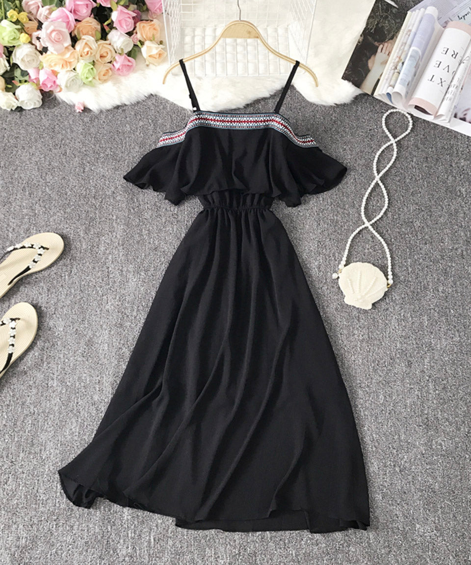 Cute A line soft chiffon dress summer dress  1115