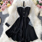 Black A line long sleeve dress fashion dress  1071