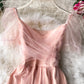 Pink tulle short dress summer dress  1047