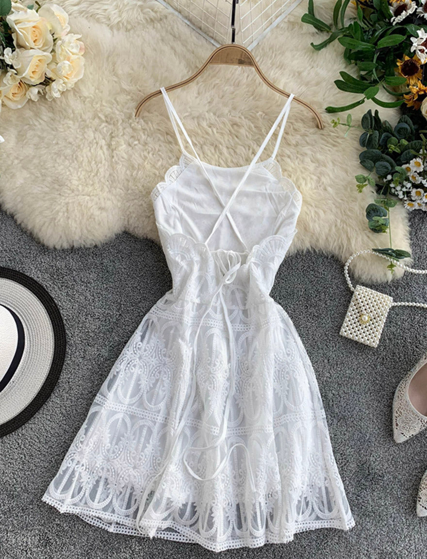 Cute lace short dress mini dress  1164