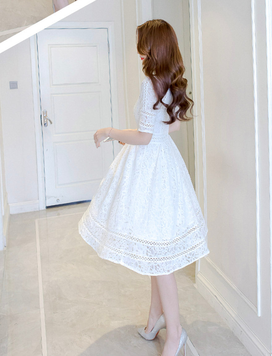 A line lace short dress summer dress  1162