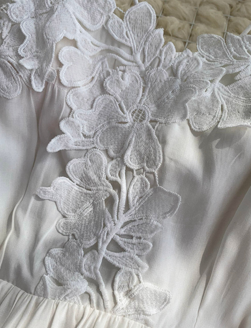 White lace applique backless dress fashion girl dress  1166