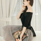 Cute black and gray short dress fashion girl dress  1007
