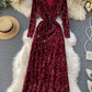 Shiny sequined long sleeve dress women's dress  1174