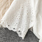 Weißes Kurzarmkleid mit V-Ausschnitt Modekleid 1074