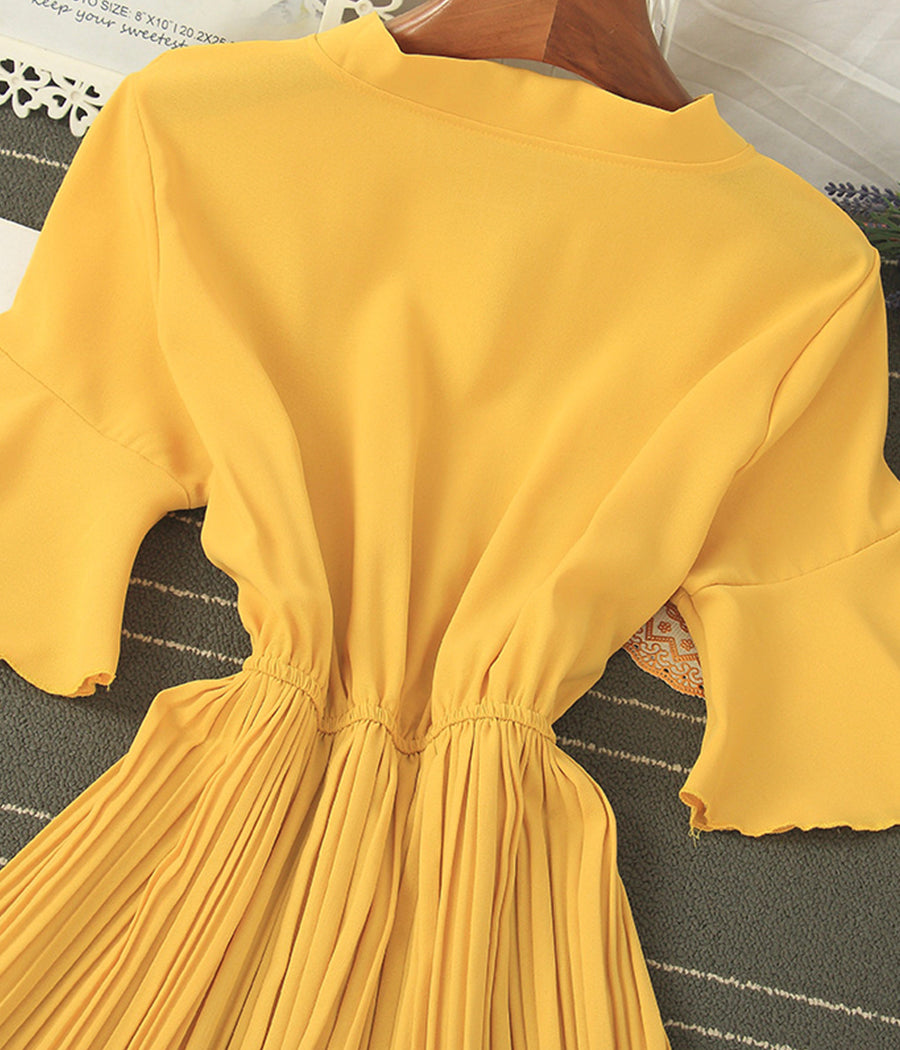 A line round neck short sleeve dress summer dress  1194