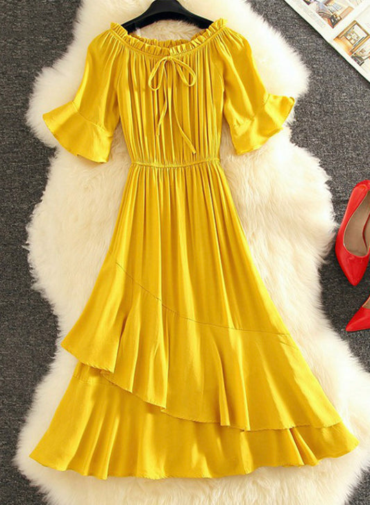 Cute A line dress short sleeve dress summer dress  1126