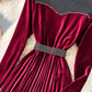 Elegant velvet long sleeve dress  1001