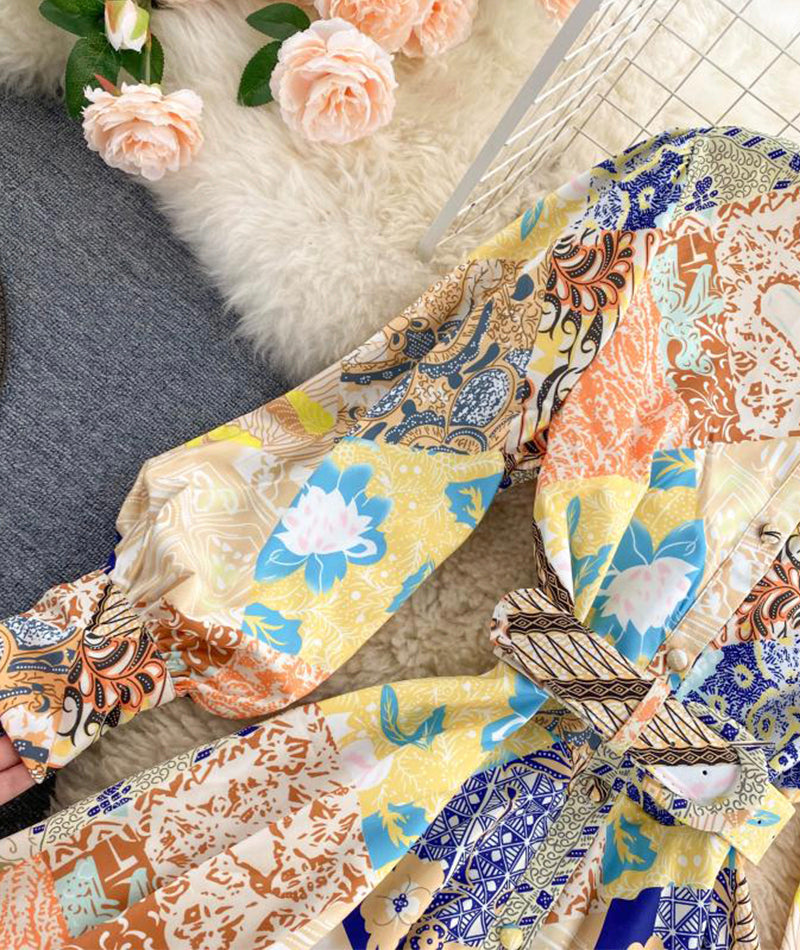 Printed long sleeve dress women's dress  1018