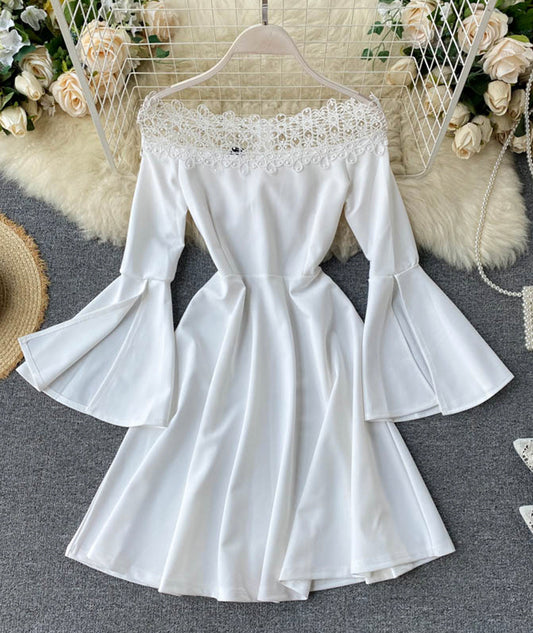 Fashionable A line dress flared sleeve dress  1037